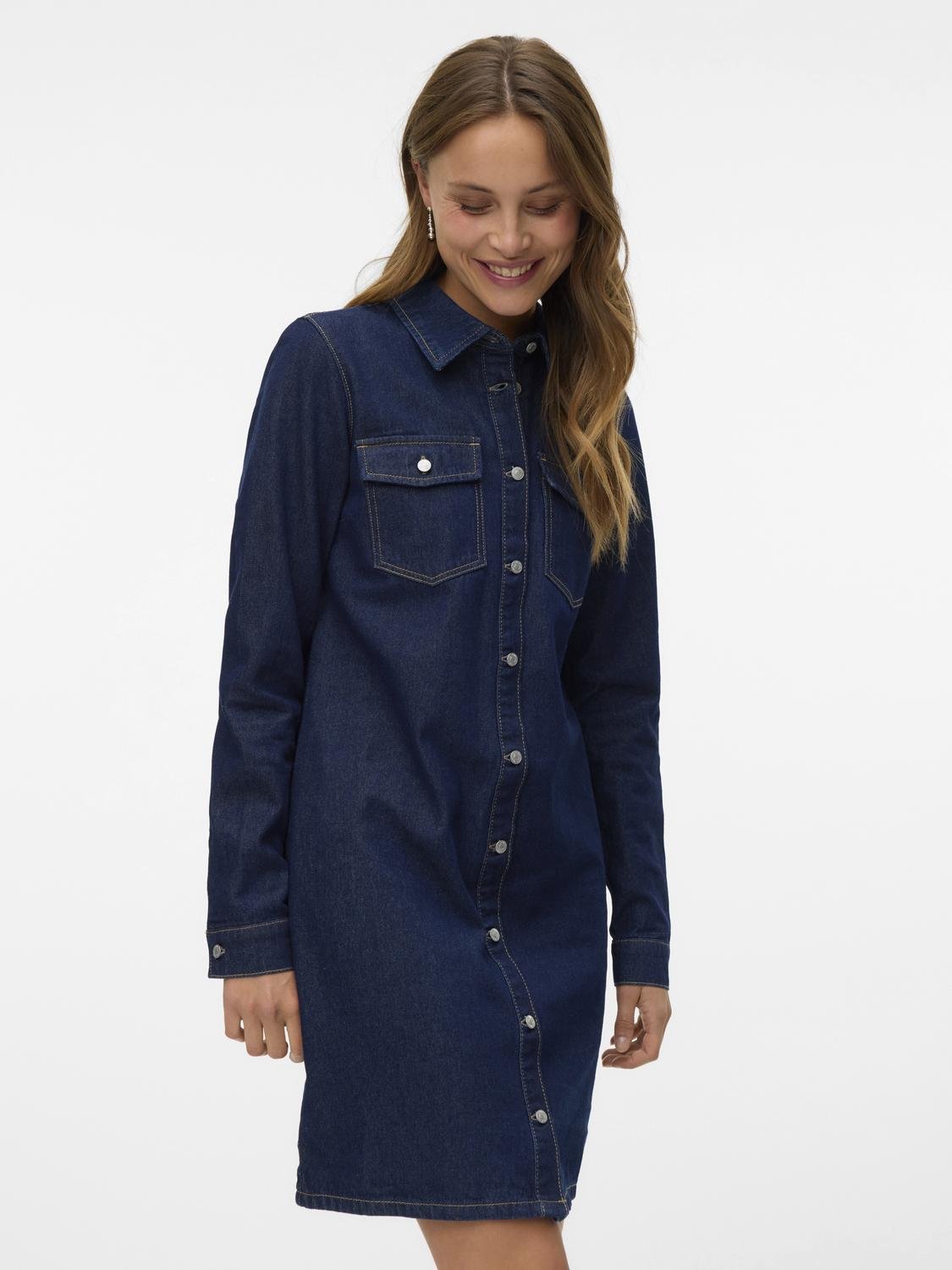 VMJENNIE Short Dress - Dark Blue Denim - VERO MODA & VILA Bergvik